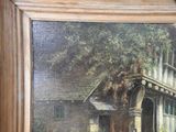 a picture of a painting of a house in the country