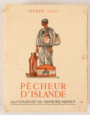 un vieux livre sur lequel figure le dessin d'un homme debout sur une valise