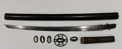 Katana, lame de 520 mm, manque à la soie, tsuba fer forgé, p…