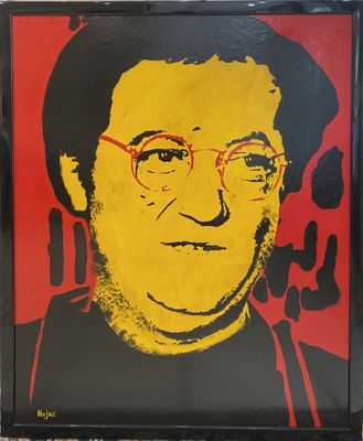 HUJAC (XXème) Portrait de Coluche