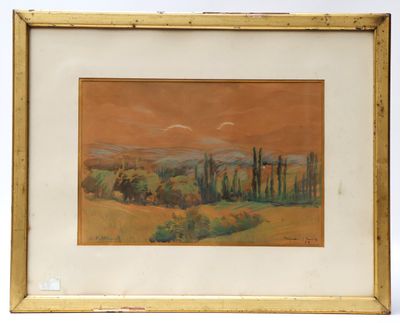 an image of a painting of a desert scene with trees