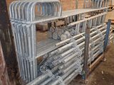 a bunch of pipes that are stacked up in a room