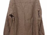 the jacket is brown and has buttons on the back