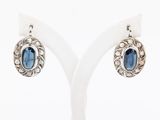 an image of a pair of earrings with a blue stone
