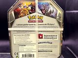 a close up of a box of pokemon cards on display