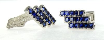 pair of blue sapphire and diamond cufflinks