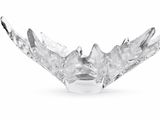 un saladier en verre transparent orné d'ailes d'oiseau