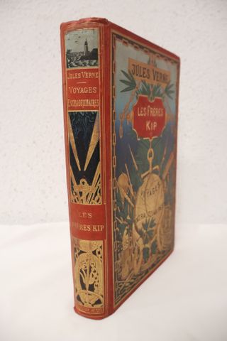 Jules VERNE : Les frères Kip ; Paris, Hetzel, dos au phare, plat ...