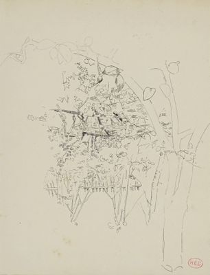 une image représentant un dessin d'un arbre sur lequel figure une horloge