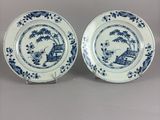 pair of chinese blue and white plates