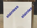 an image of a white sign with blue writing on it