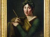 painting of a woman holding a brush in her hand