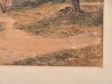 a picture of a painting of a man and a woman walking down a dirt road