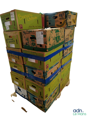 boxes stacked on top of each other on a pallet
