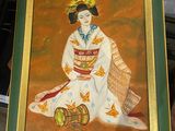tableau représentant une femme en kimono assise par terre