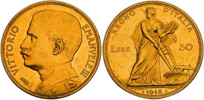 an image of a gold sovereign coin with a woman holding a broom