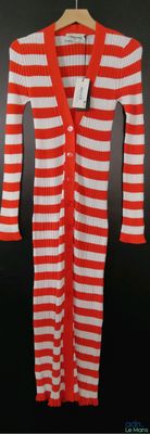 robe-cardigan à rayures rouges et blanches