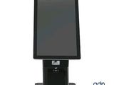 a close up of a monitor on a stand on a white background