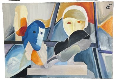 Alin Marthouret, (XXe), Femmes cubistes, Huile sur toile,sig…