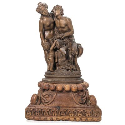 Groupe en terre cuite d'après Clodion représentant la jeune …