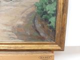 a painting of a cat that is sitting on a table
