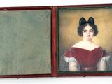 tableau représentant une femme en robe rouge dans un cadre rouge