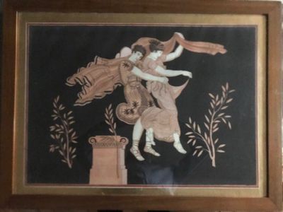 tableau représentant une femme et un enfant à cheval