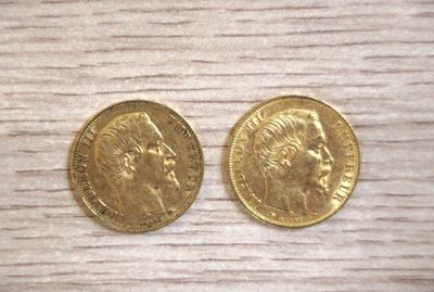 2 pièces de 20F OR Napoléon III Tête nue 1857 A