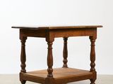 an image of a small wooden table with a shelf on top of it