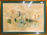 painting of a group of men riding horses in a field
