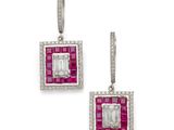 une paire de boucles d'oreilles en rubis et diamants