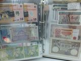 a picture of a display case full of different bank notes