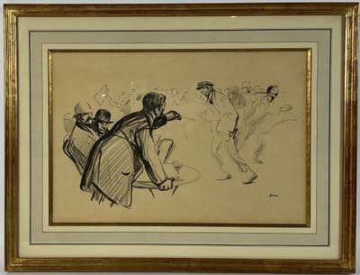 drawing of a group of people in a line on a beige background