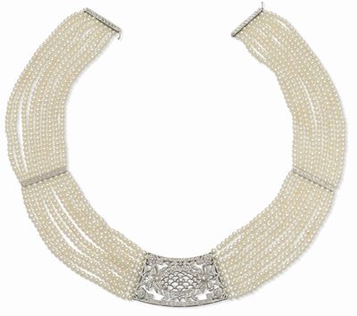 Collier EN OR Gris 14k, Diamants ET Perles