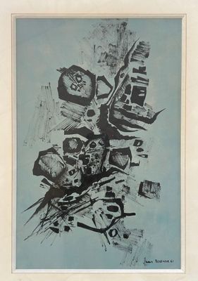 une image représentant un dessin en noir et blanc sur fond bleu