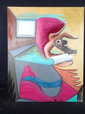 un tableau représentant une femme tenant un crâne dans la main