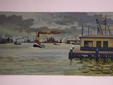 a picture of a painting of a boat in the water