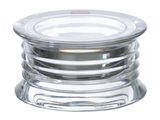 a clear glass candle holder on a white background