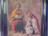 tableau représentant une femme et un enfant assis sur une chaise devant un tableau