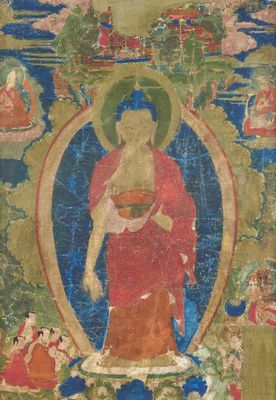une image représentant un tableau d'une personne vêtue d'une robe rouge