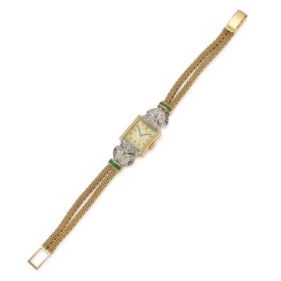 an art deco gold and diamond wrist watch
