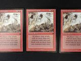 three cards with a picture of a horse on them on a table
