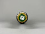 an image of a close up of a metal ball with a green and yellow stripe