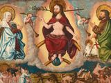 une image représentant un tableau de Jésus sur la croix, entouré d'anges