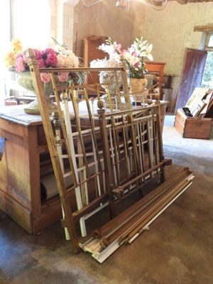 many chairs that are stacked up in a room