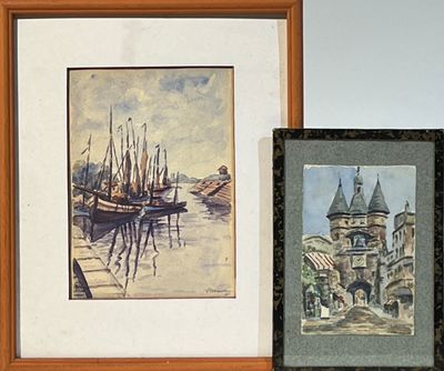 une photo d'une photo représentant un bateau et une photo d'un château