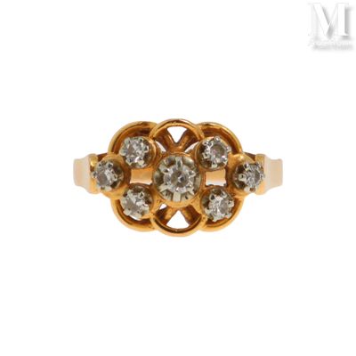 Bague Bague de type jarretière en or jaune 18k (750°/°°) ret… - Photo 1