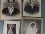 three old black and white photos of a woman and a man
