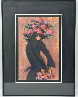 painting of a woman with a bouquet of flowers in her hair