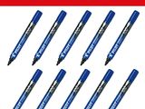 pack of 10 pens with blue ink and black ink on white background